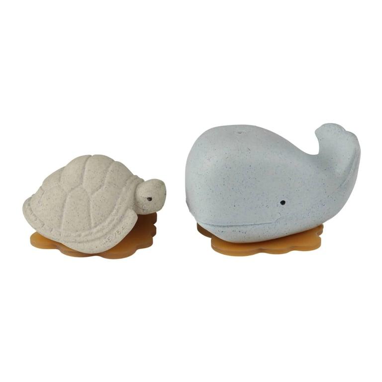 Montessori Hevea Squeeze'n'Splash Walvis & Schildpad Badspeeltjes Blizzard Blauw & Vanille