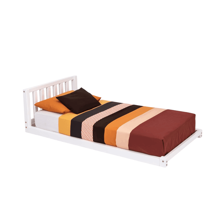 Montessori Sweet HOME From Wood Twin Vloerbed met Hoofdeinde Wit