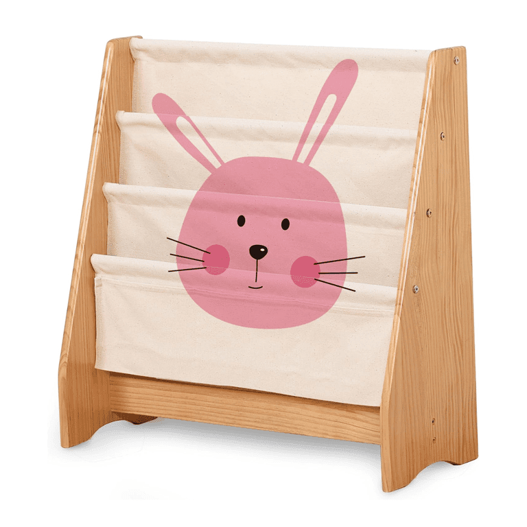 Montessori KRAND Slinger Boekenplank met Canvas Hoezen Bunny