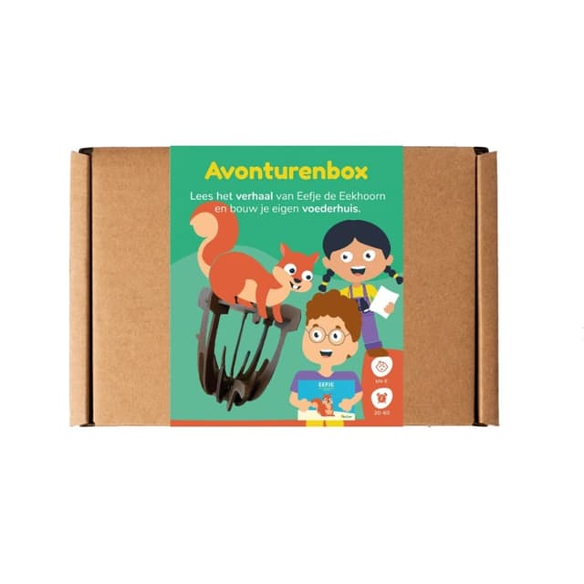 Kidiyo Avonturenbox: Boek, Speurkaart & Bouwpakket Eekhoorn Voederbakje