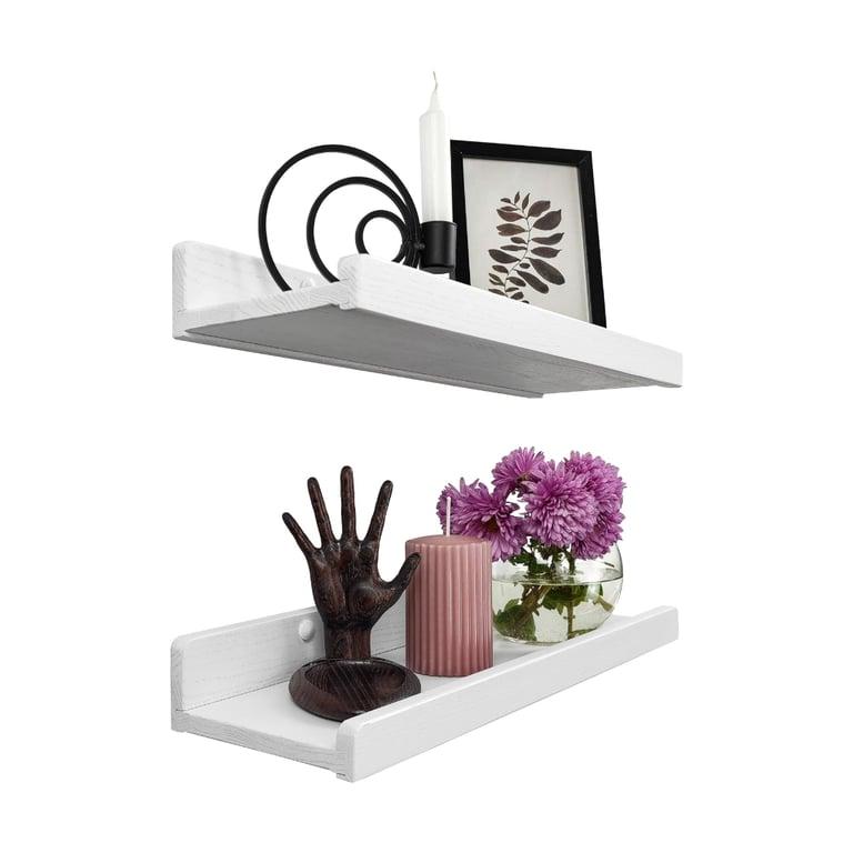 Montessori Wood Wedge Floating Shelves for Wall White 16 Inches Set of 2