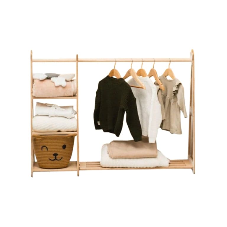 ChildUniverse Houten Kledingrek Groot met Planken Naturel