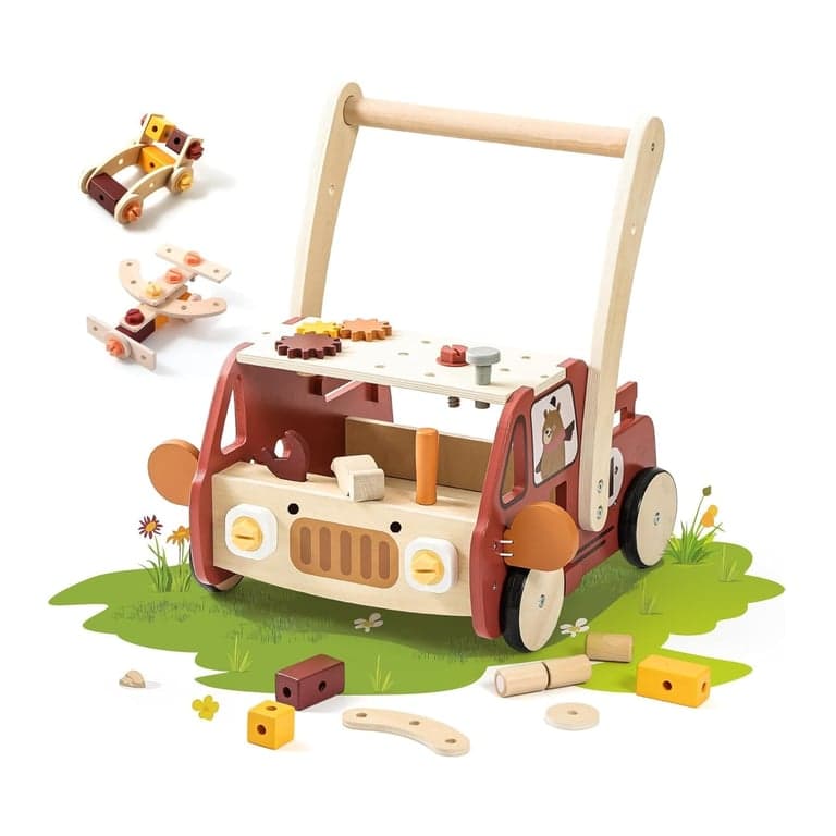 IEATFO Baby Walker met 40 Stuks Gereedschap Speelgoed Rood
