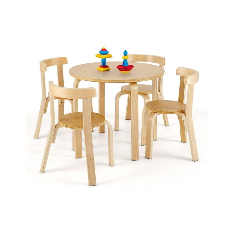 Montessori Costzon Kids Bentwood Tafel en Stoel Set Naturel