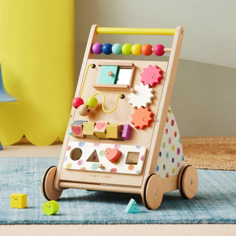 Tiny Land Premium Natuurlijke Houten Activiteiten Loopwagen