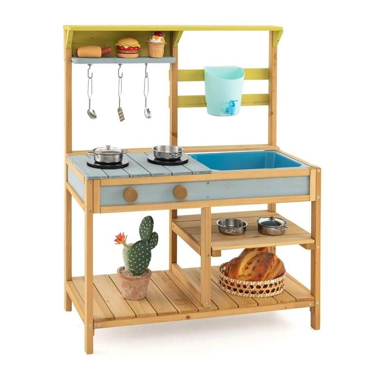 Montessori Costzon Modderkeuken met Afneembare Gootsteen, Waterbak & Kraan Blauw