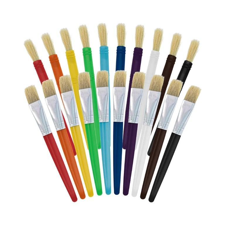 Montessori U.S. Art Supply 20 Stuks Grote Ronde en Platte Verfkwastenset Geassorteerd Varkenshaar