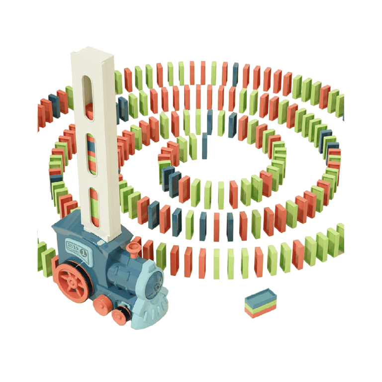 Montessori Prephy Domino Spel met Trein 180 Stukken Morandi Blauw