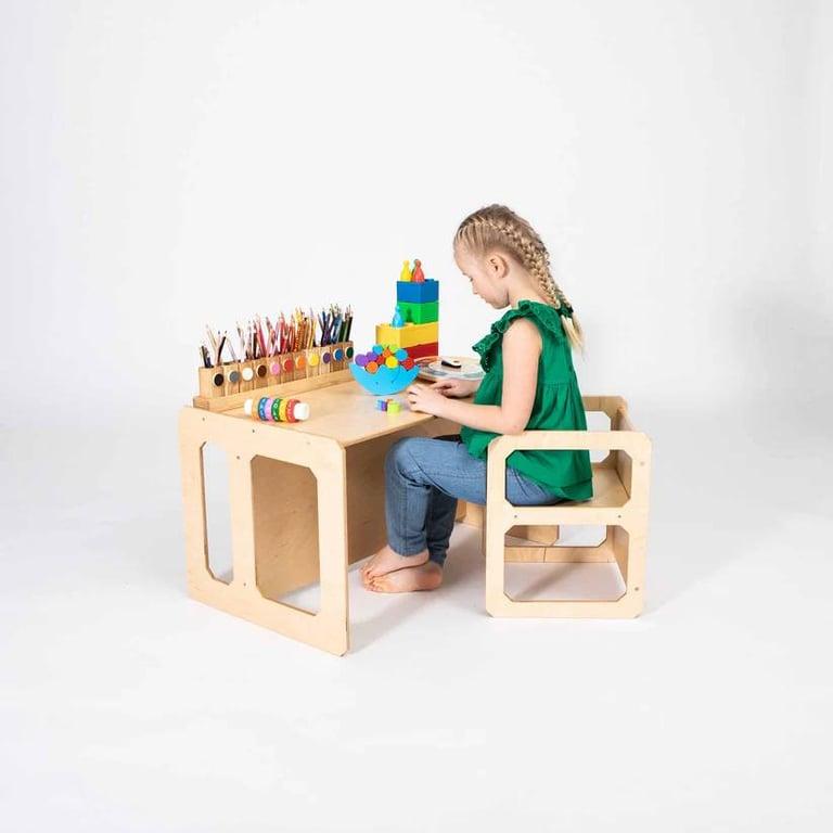 Montessori Sweet Home From Wood Montessori Speen Tafel en Stoel Set Gelakt