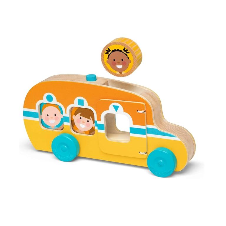 Montessori Melissa & Doug GO Tots Houten Rol & Rit Bus met 3 Schijven