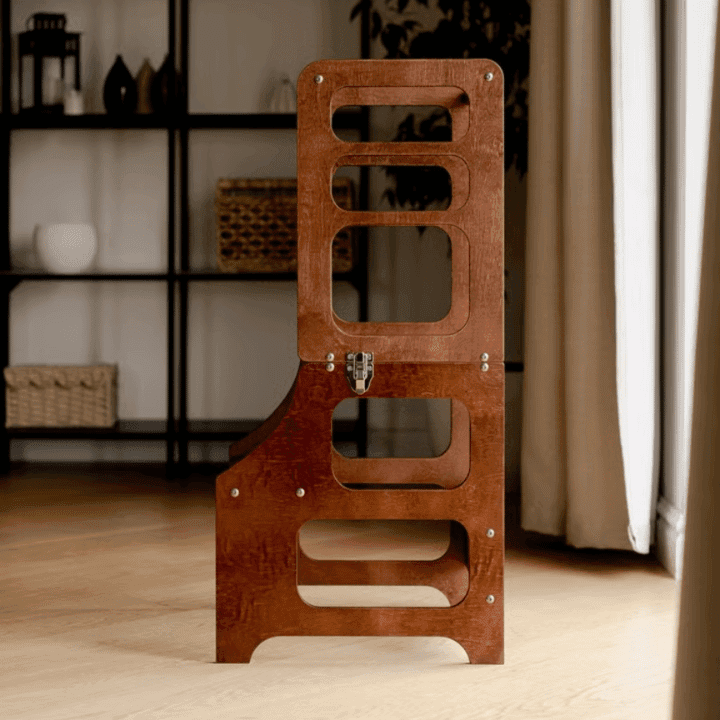 Duck Woodworks Mid-Century Modern Omvormbare Peutertoren Honing Glazuur
