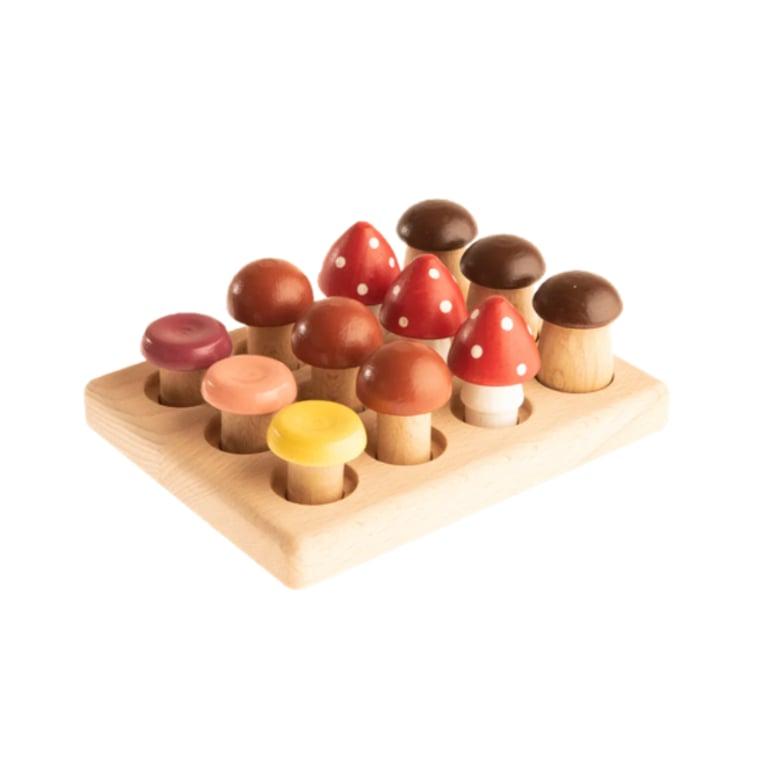 Montessori PoppyBabyCo Maat Sorteerspellen Hout Paddenstoelen op het Veld