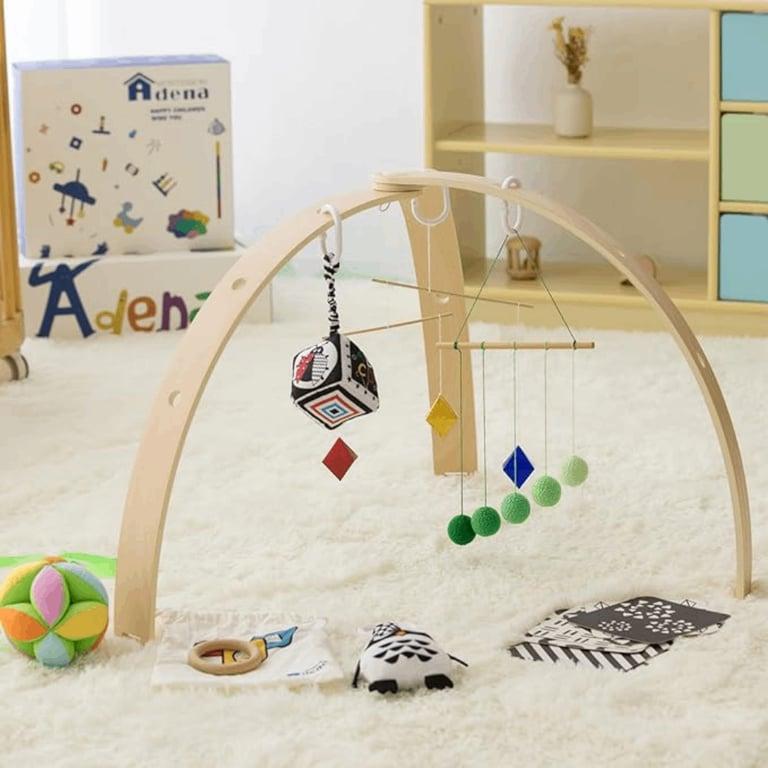 Montessori Adena Montessori Opvouwbare Houten Baby Speelgym Set met Hangbeugel