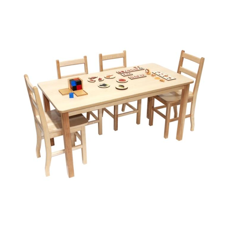 Montessori Alison's Montessori massief berken Klas Tafel 61 x 122 cm Gelamineerd Bovenblad Rechthoekige Tafelpoot 55,9 cm