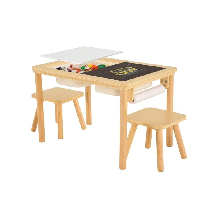 Montessori Bateso Zand en Watertafel met Dubbelzijdig Bord, 2 Opvouwbare Opbergbakken, 2 Stoelen & 1 Rol Papier