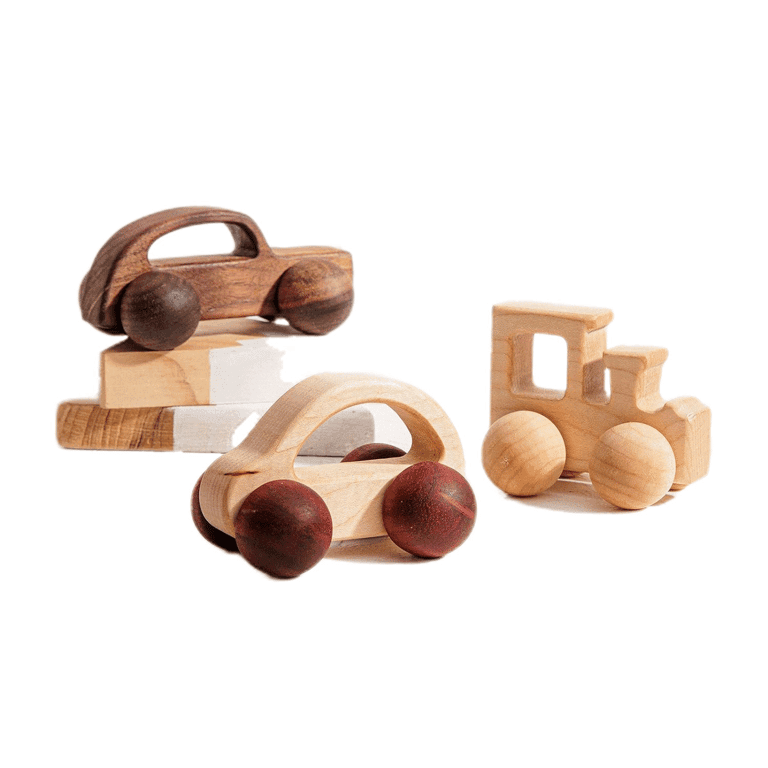 Montessori Wooden Teether 3-Delige Duw Auto Speelgoed Set 3