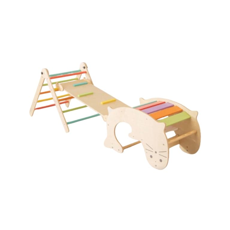 Costway 7-in-1 Klimset met Omkeerbare Klimplank en Wip Multicolor