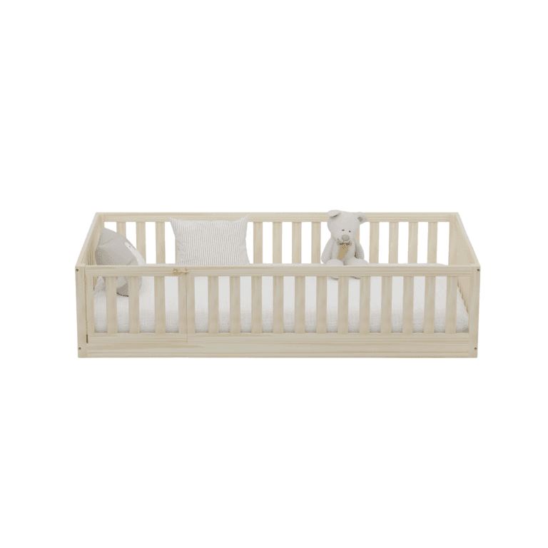 Montessori Custom Kids Furniture Gianna Twin Vloerbed met Hek en Latten