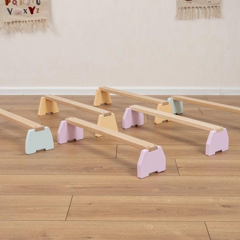 Montessori Wood and Hearts Balansbalk Set 6 Planken Natuurlijk