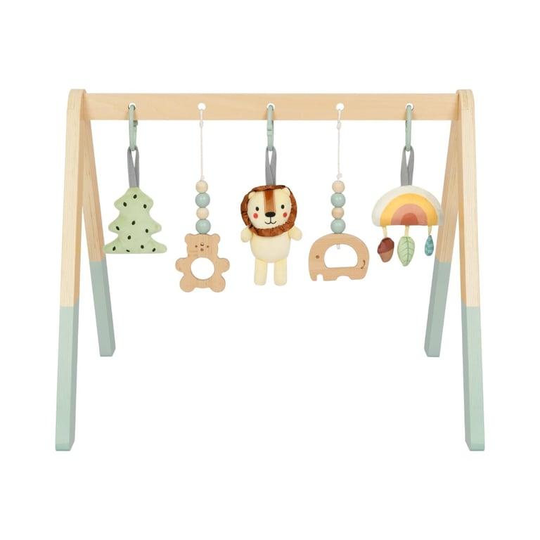 Montessori OOOK Houten Baby Speel Gym met 5 Hangend Speelgoed