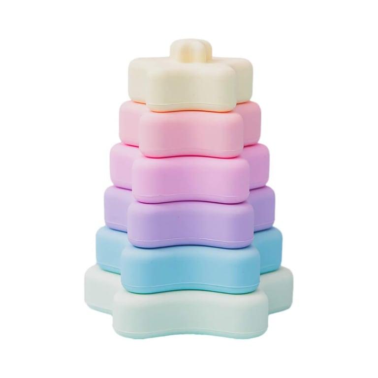 Montessori Promise Babe Silicone Stapelende Ringen Bijtspeeltje Met Ster Vorm Roze