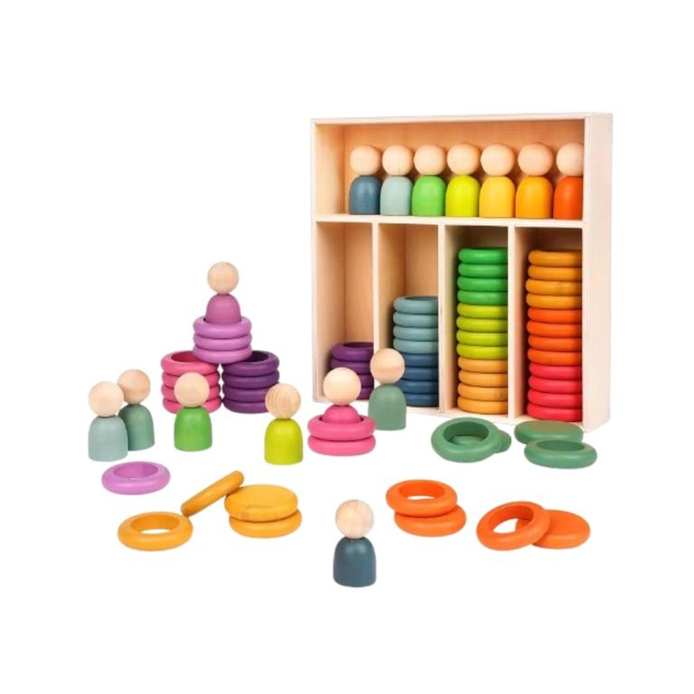 Montessori Seaside-Montessori Houten Kleur Stapelspeelgoed