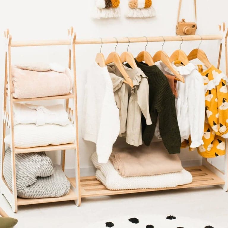 ChildUniverse Houten Kledingrek Groot met Planken Wit