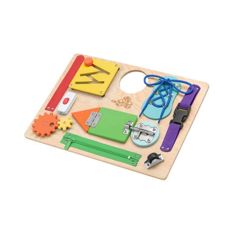 Montessori deMoca Wooden Activiteitenbord met Sensorisch Speelgoed Kleur