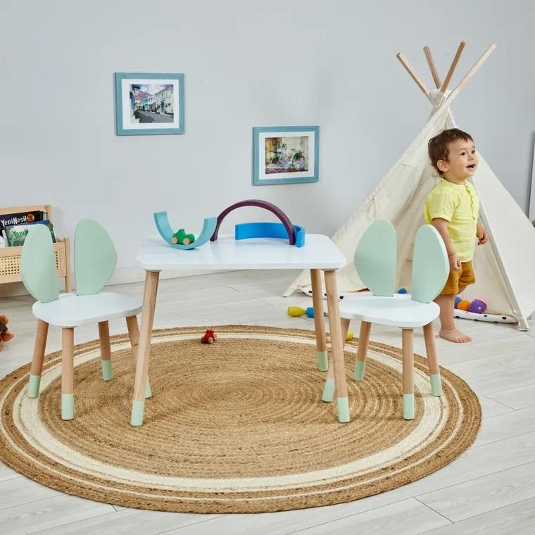 Montessori Smart Toys 4 U Houten Kindertafel en 2 Stoelen Set Groen