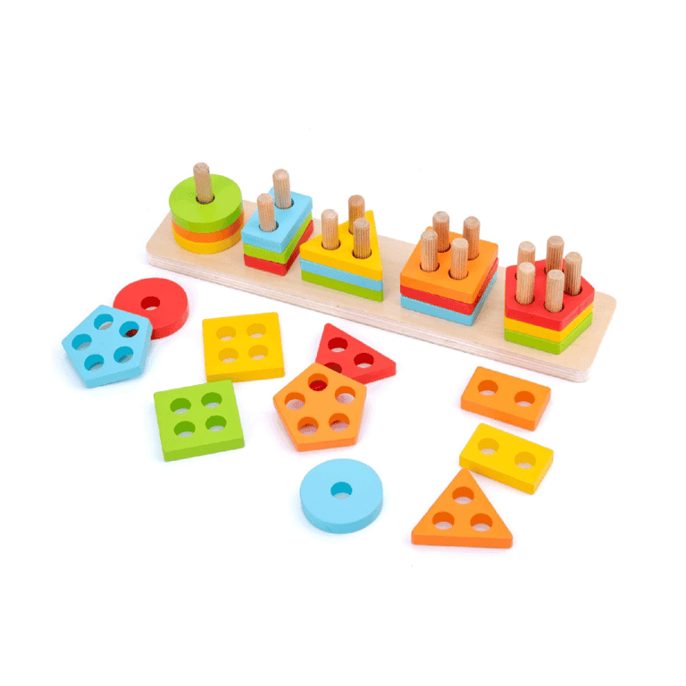 Montessori WOOD CITY Geometrische Stapelaar 5 Vormen