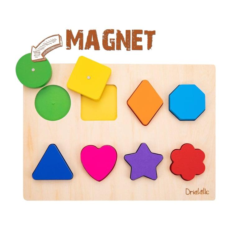 Montessori Driddle4Little Magnetische Houten Kleuren- & Vormenpuzzel