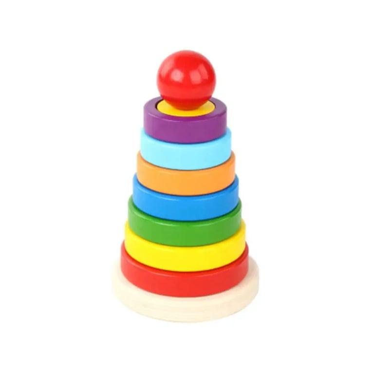 Montessori Seaside-Montessori Houten Regenboogtoren Dubbel Gestapeld Rond