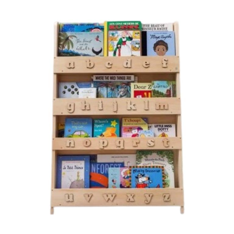 Montessori Tidy Books Houten ABC Boekenplank Naturel Met Natuurlijk Alfabet