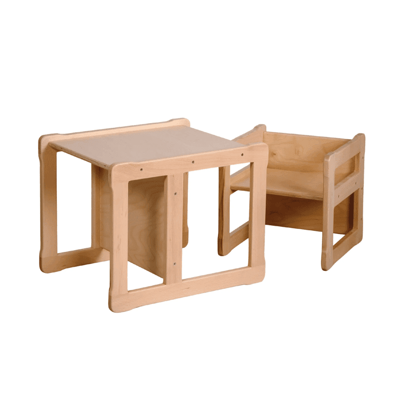 Montessori Woodjoy Tafel en Stoelset Naturel