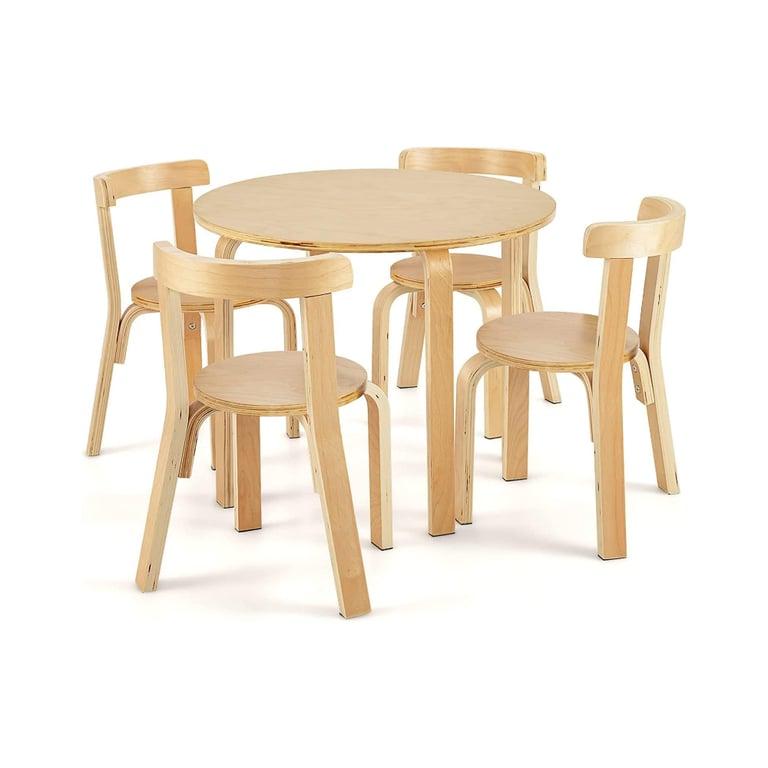 Montessori Honey Joy Ronde Tafel en 4 Stoelen Set Natuurlijk