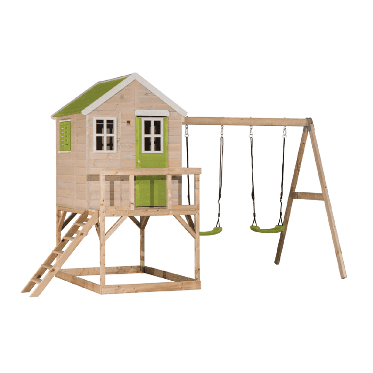 Montessori Wendi Toys My Lodge Schommelset Met Platform en Dubbele Schommel Limoen