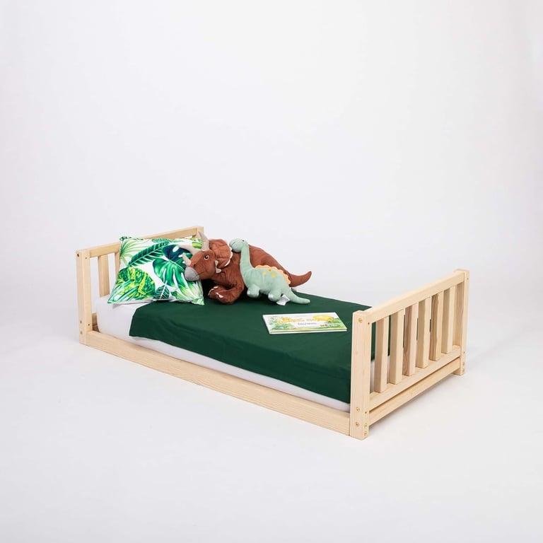 Montessori Sweet Home From Wood Eenpersoons Vloerbed met Hoofd- en Voetenbord Dennenhout