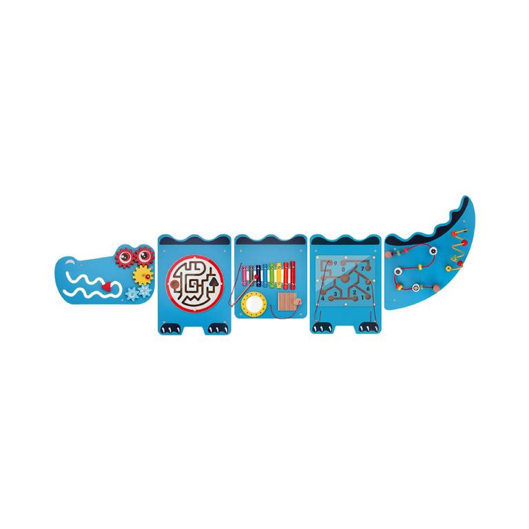 Montessori Eaersan Wooden Crocodile Interactive Wall Busy Board 70.2 Inches