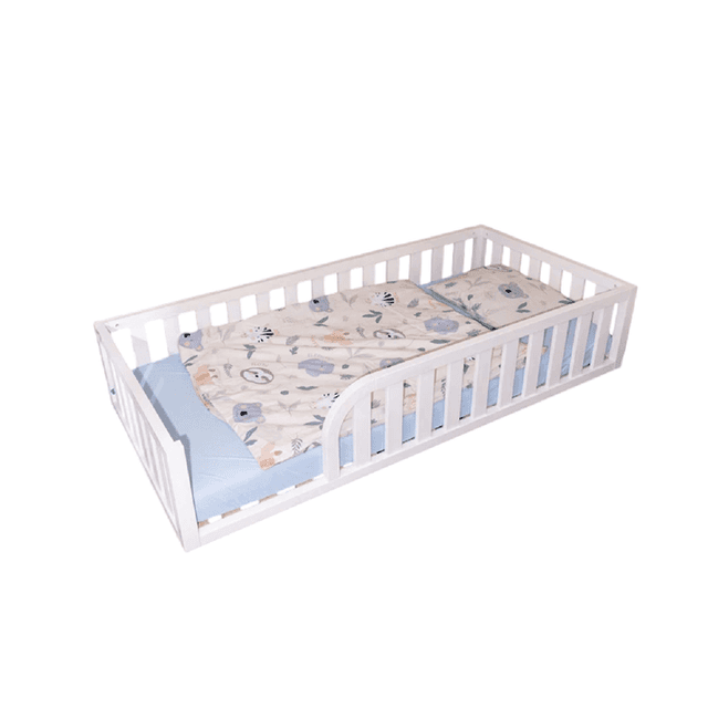MandreleKids Vloerbed Wit met Vierkante Buitenhoeken Eenpersoons 190 x 90