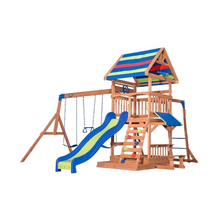 Montessori Backyard Discovery Beach Front Geheel van Cederhout Houten Schommelset Veelkleurig