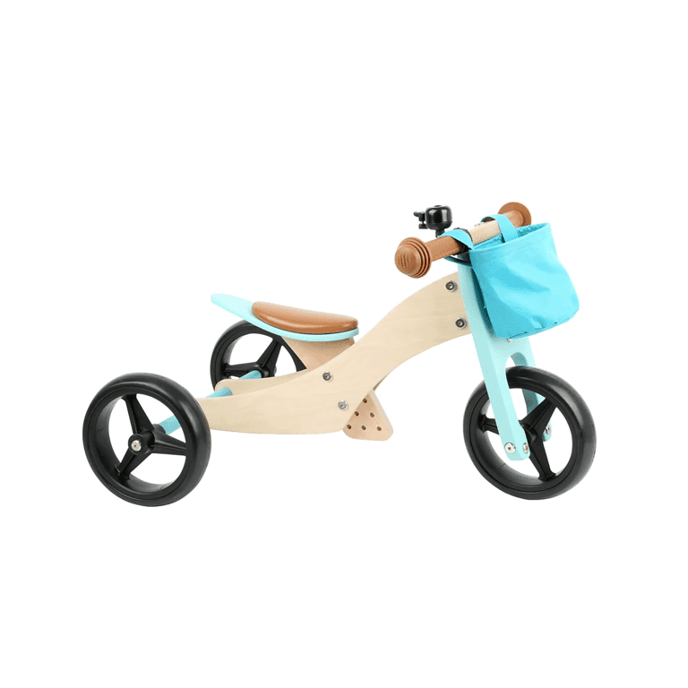 Montessori Small Foot 2-in-1 Driewieler Loopfiets met Mandje Turqoise