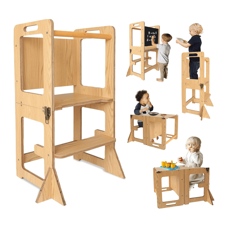 Montessori SENSUNIQ 4-in-1 Leertoren met Krijtbord