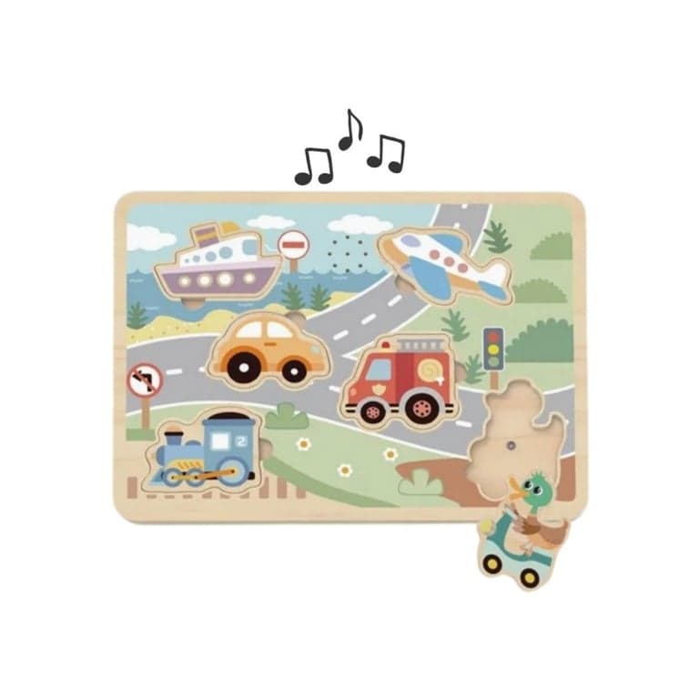 Tooky Toy Vormpuzzel Met Geluid Voertuigen