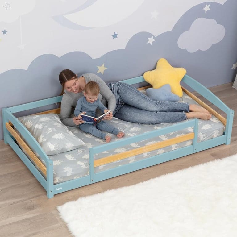 Ocodile Eenpersoons Vloerbed met Rails Blauw
