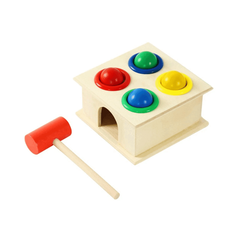 Montessori Wood Toy France Houten Hamer en 4 Ballen Spelset