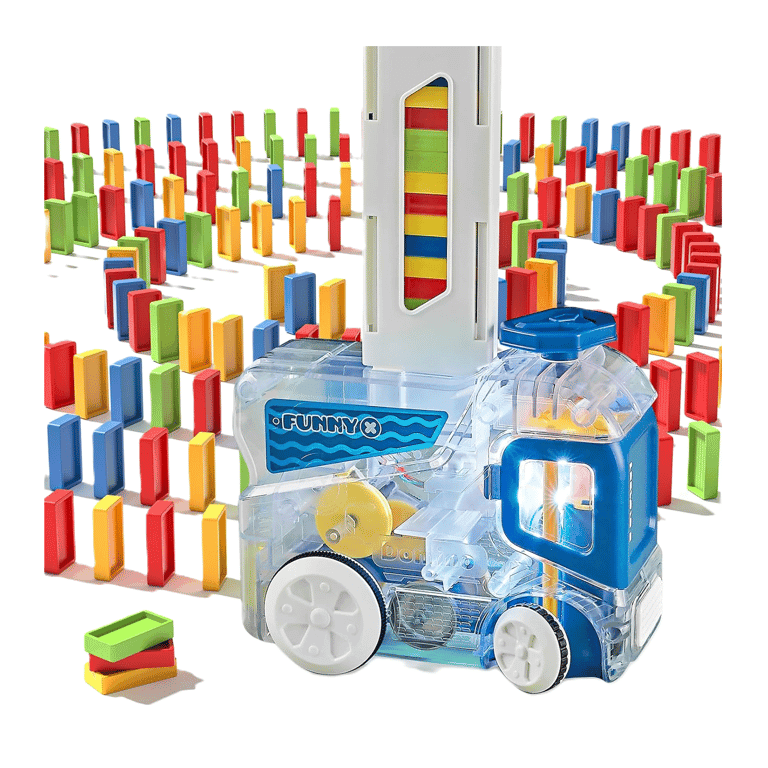 Montessori Belemar Automatische Dominotrein met 180 Dominos Blauw