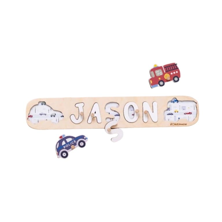 ChildUniverse Naampuzzel Auto's met Pinnen Naampuzzel5