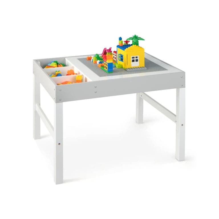 Costway 3-in-1 Houten Activiteitentafel met Opbergruimte en Dubbelzijdig Tafelblad