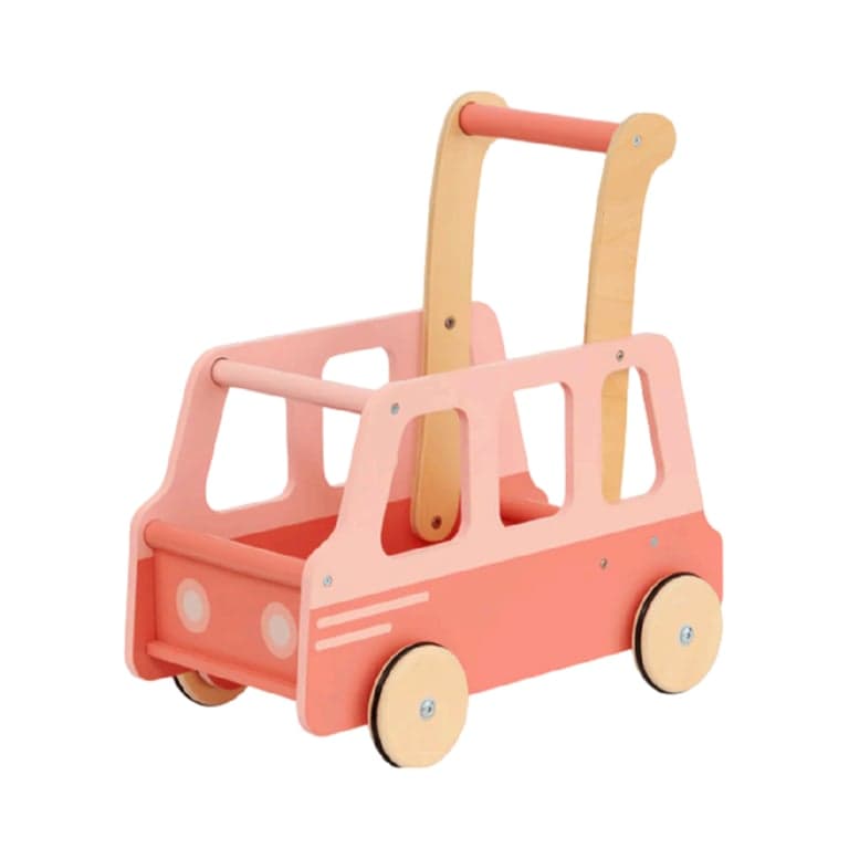 Moover Loopwagen Bus Roze Gemonteerd (Voor Ervaren Wandelaars 18+ Maanden)