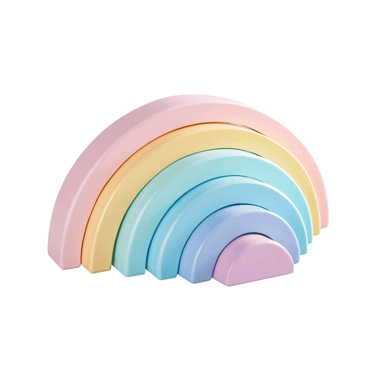 Montessori MerryHeart Kleine Houten Regenboog Stapelaar Pastel